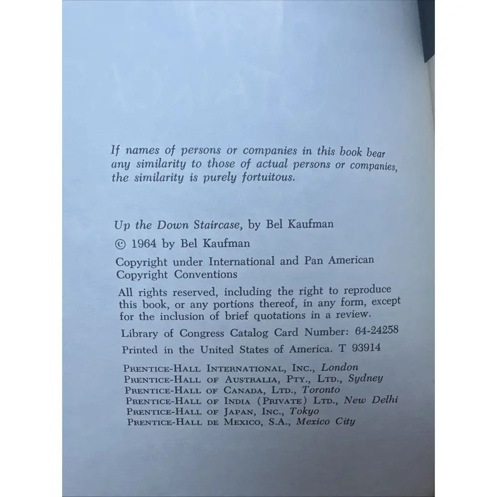 Up the down staircase book, sixth printing 1965‎ by Bel Kaufman